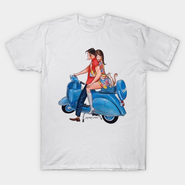 Vespa Couple T-Shirt by Juan Alvarez & Jorge Gomez Shop